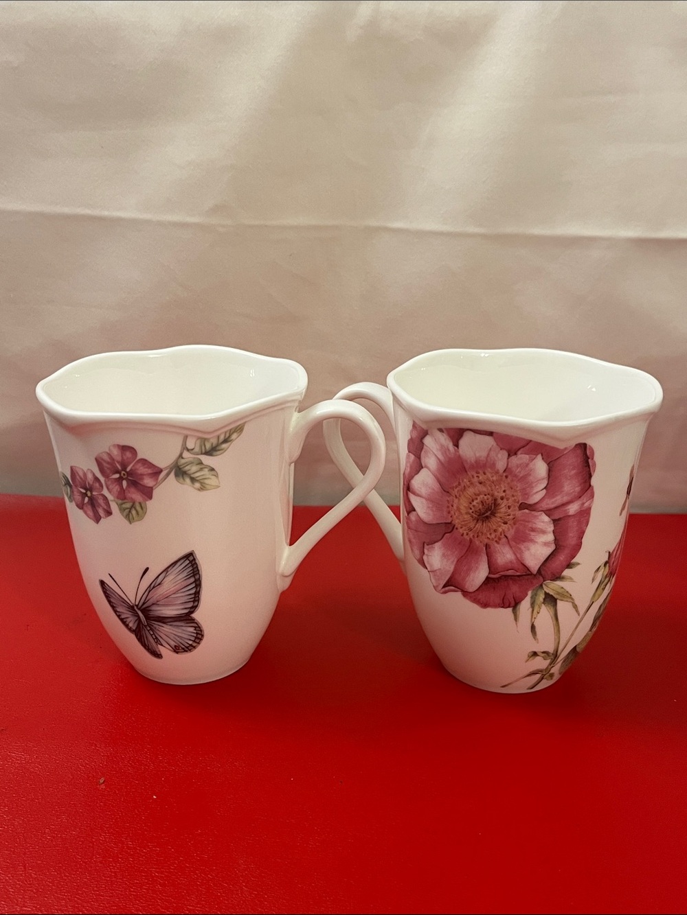 Butterfly Meadow Bloom by LENOX Floral Butterfly Porcelain Mugs - Set of 2